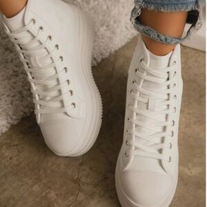 Miss Lola Classic White High-Top Sneakers NWOT